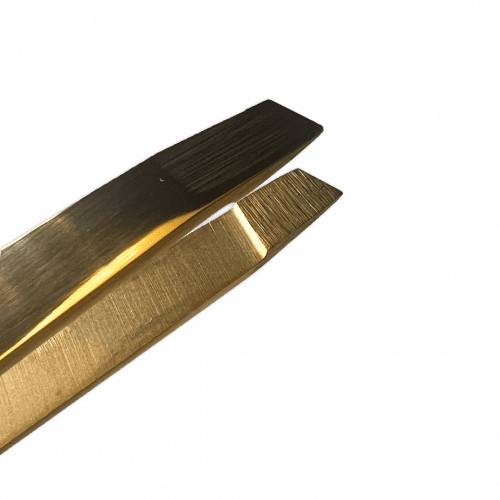 Złota pęseta do brwi 4L łagodny skos